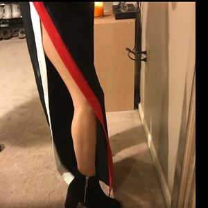 Black Track Pants Split White and Red stipe in the Side Size S